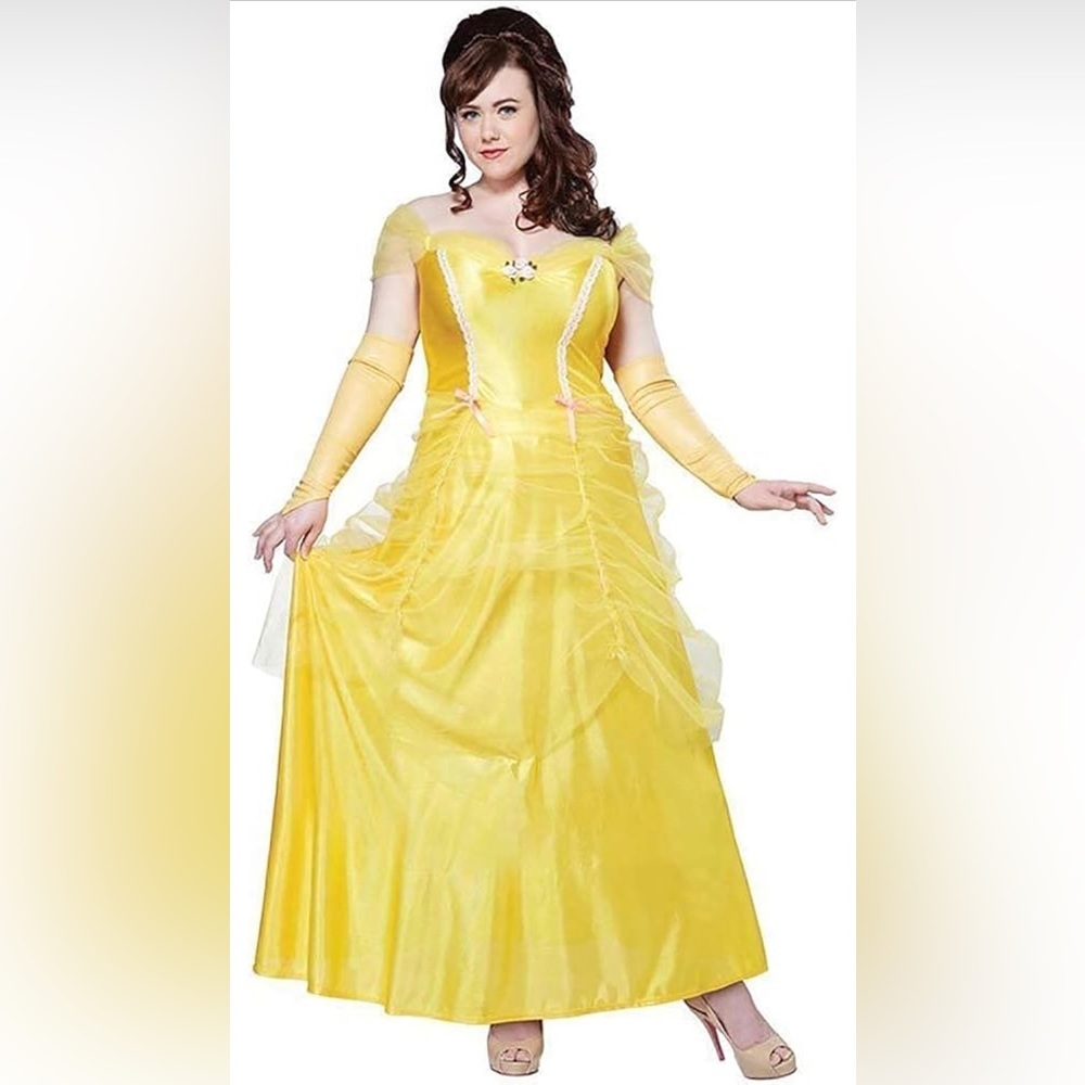 Plus Size Yellow Off-Shoulder Evening Dress